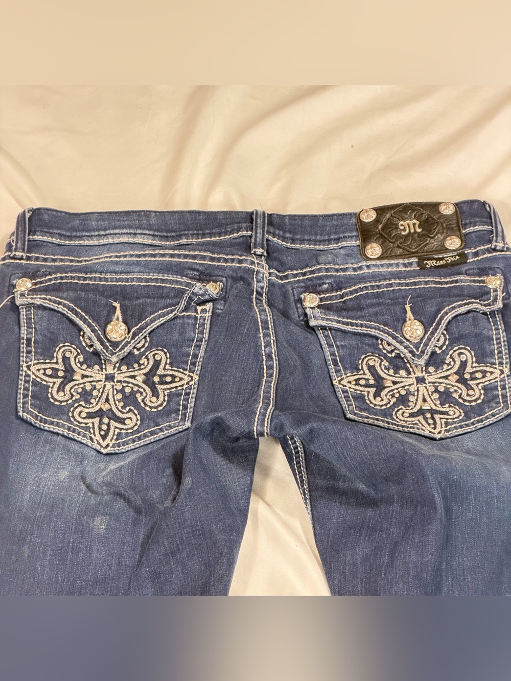 Miss Me Size 30 Dark Wash Rhinestone Embellished Straight Jeans Y2K O68 - Picture 10 of 11